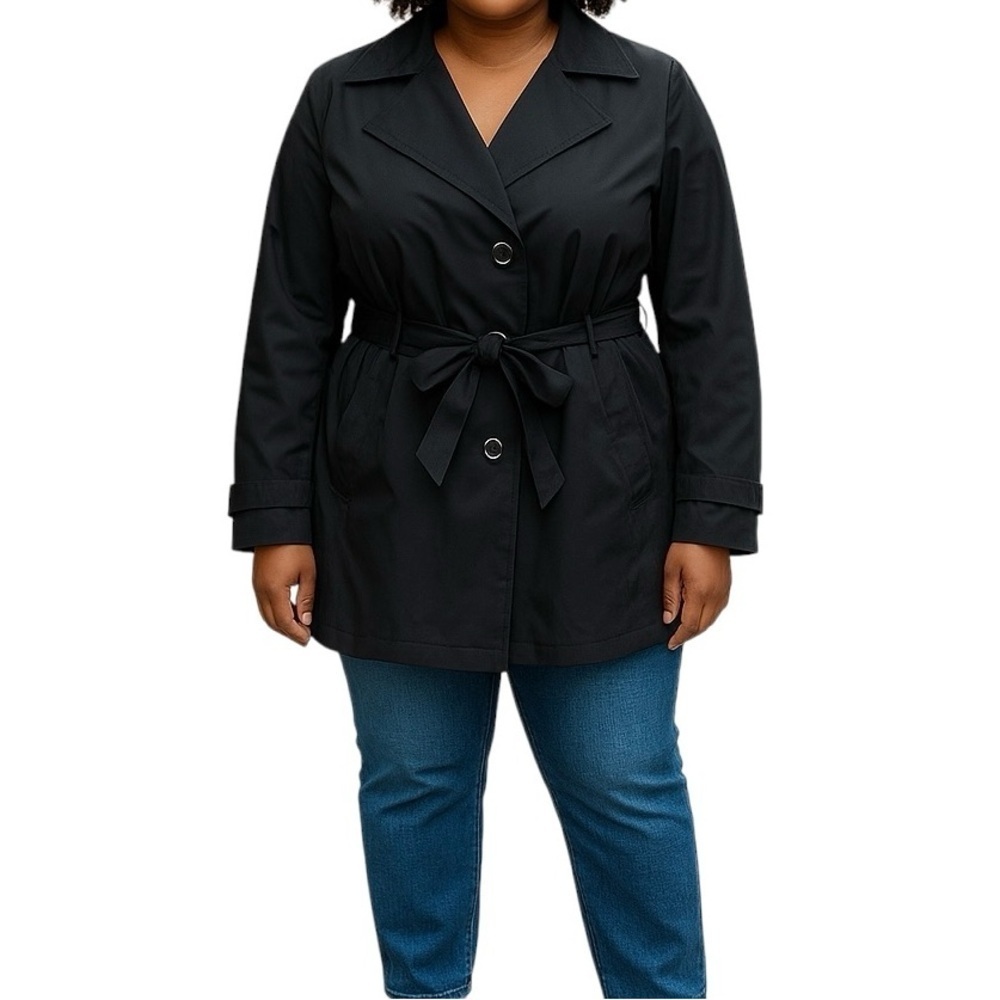 Jason Kole Vintage Belted Hooded Trench Coat Cotton Blend Women‎ Plus Size 2X